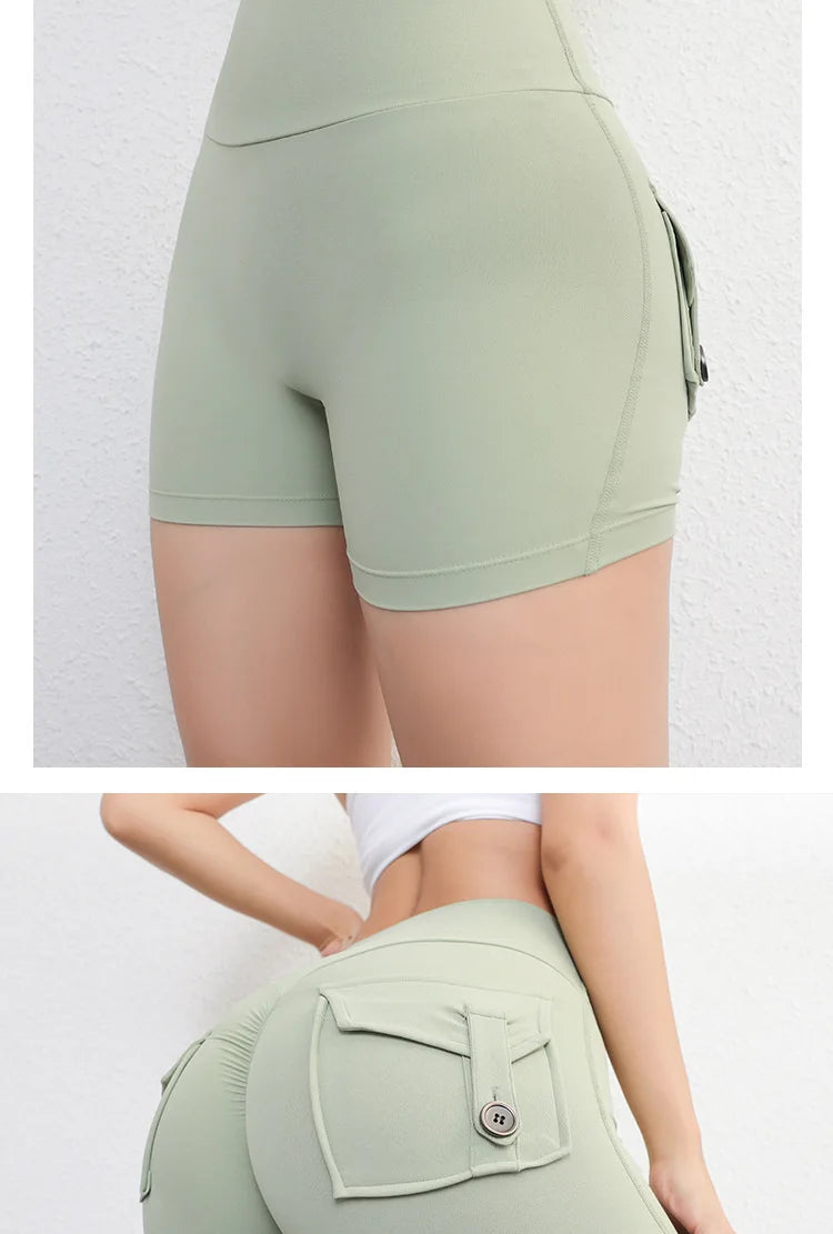 Yoga Fitness Shorts Women Workwear Style Leggings Stretchy High Waist Quick