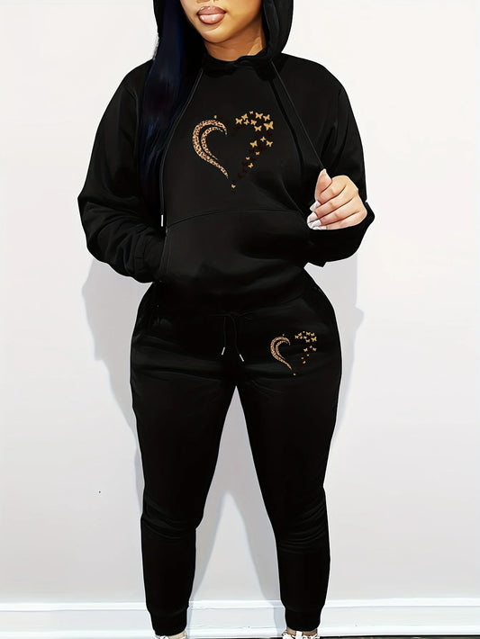 women's autumn winter suit clothing Hoodies Sweatshirt Trackpants 2piece set Cotton Fashion drawstring Oversized Hoody and pants