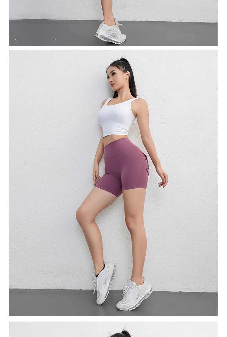 Yoga Fitness Shorts Women Workwear Style Leggings Stretchy High Waist Quick