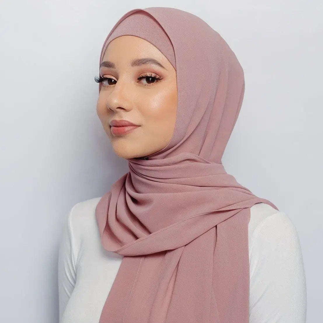 Fashion Pearl Chiffon Hijab Shawls of Muslim Women Solid Color Head Wraps Scarf