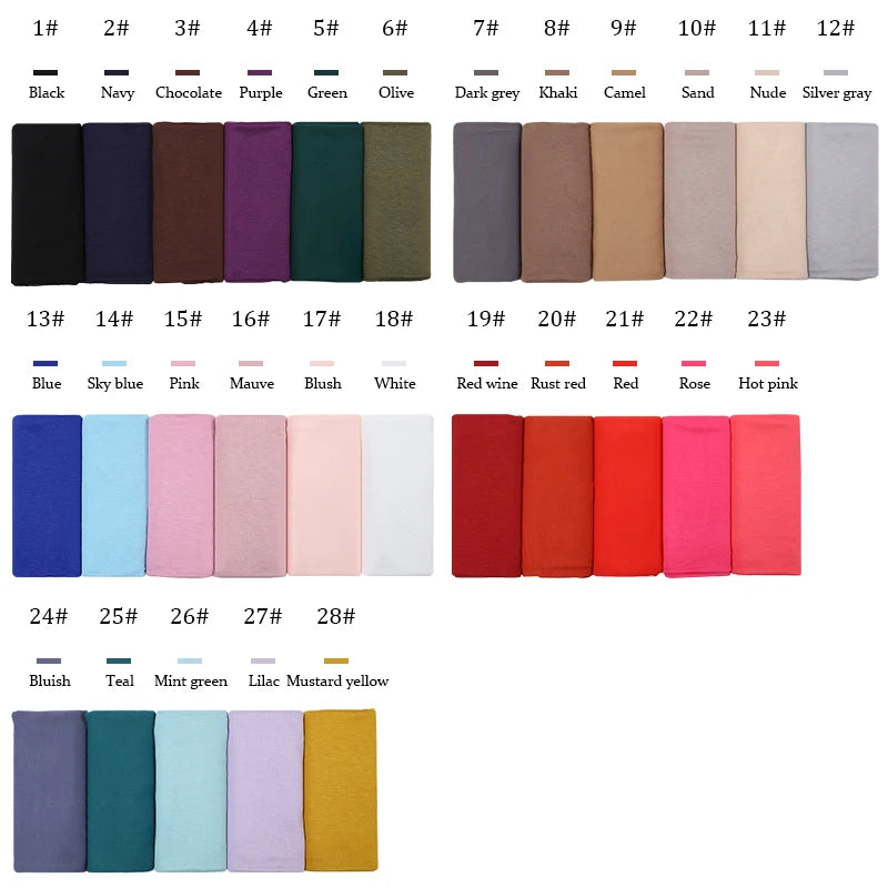 28Color Modal Cotton Jersey Hijab Scarf Ramadan Long Muslim Shawl Plain Solid Soft Turban Wraps For Women Headband