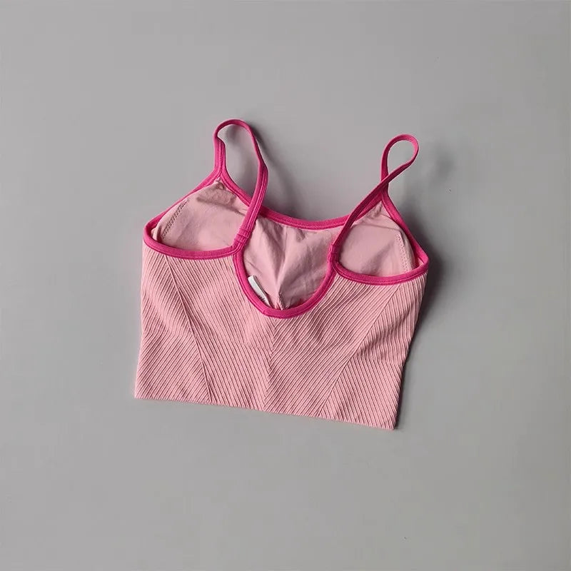 Women Breathable Sports Bra Fitness Tops Gym Crop Top Brassiere Push Up Camisole yoga