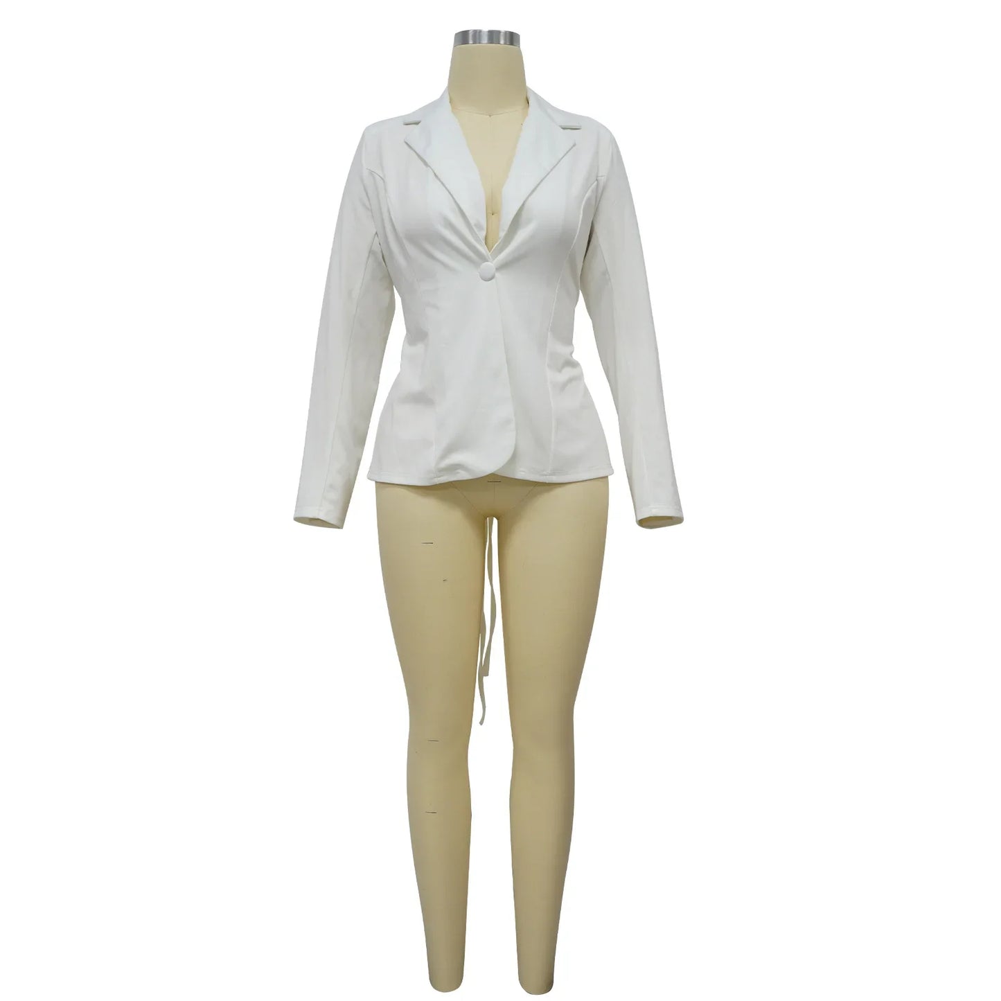 Women Suit Coat Single Button Lapel Deep V Neck Blazer Solid Color Formal Business