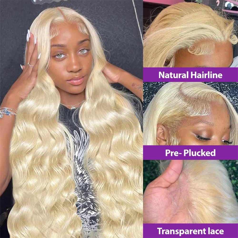 30 Inch Blonde Body Wave Lace Front Human Hair Wig 13x6 HD Lace Human Hair Wig 613 Pre Plucked 13x4 Lace Full Frontal Wigs 100%