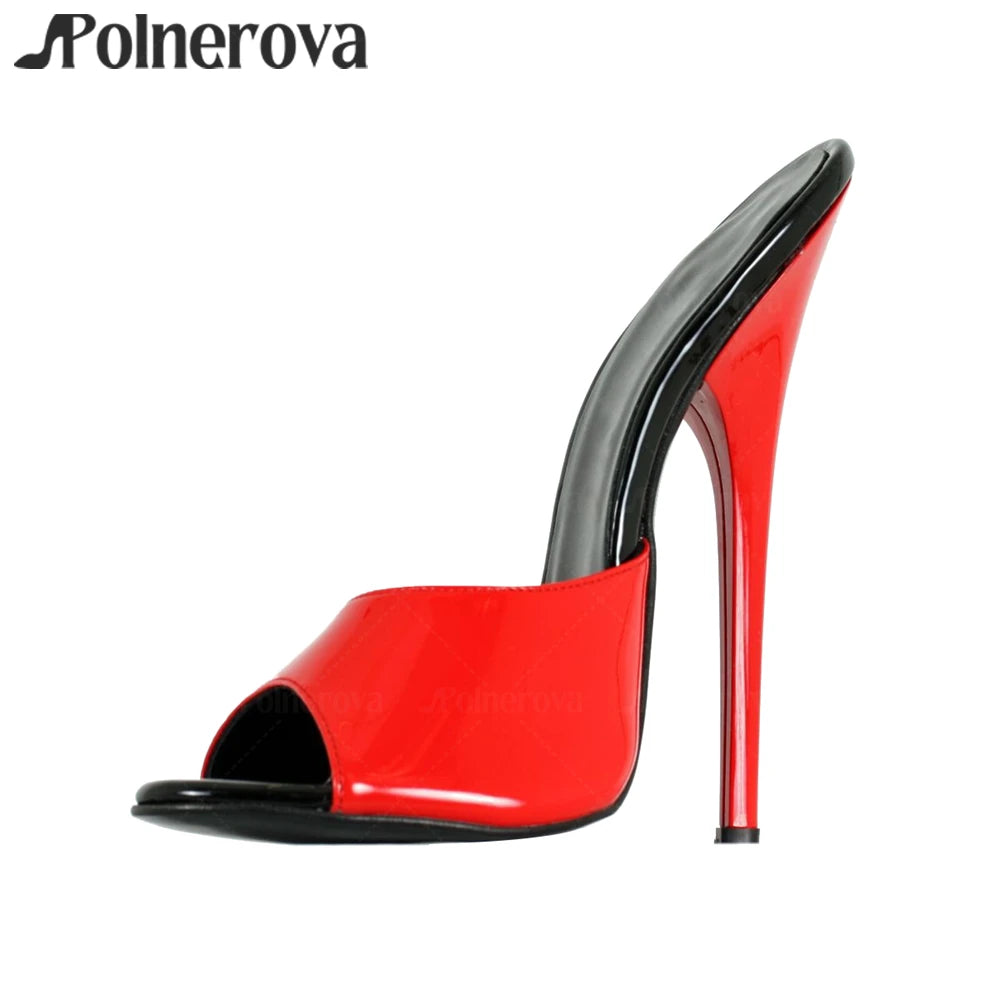 16cm Lacquered Empire High Heel Summer Stilettos for Women