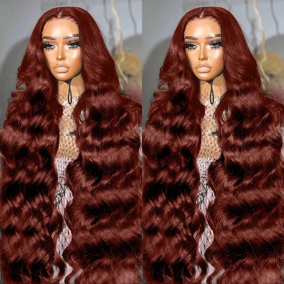 100% Brazilian Reddish Brown 13x4 13x6 HD Lace Front Wigs Human Hair Body Wave Colored Lace Frontal Wig Woman Pre Plucked Sale