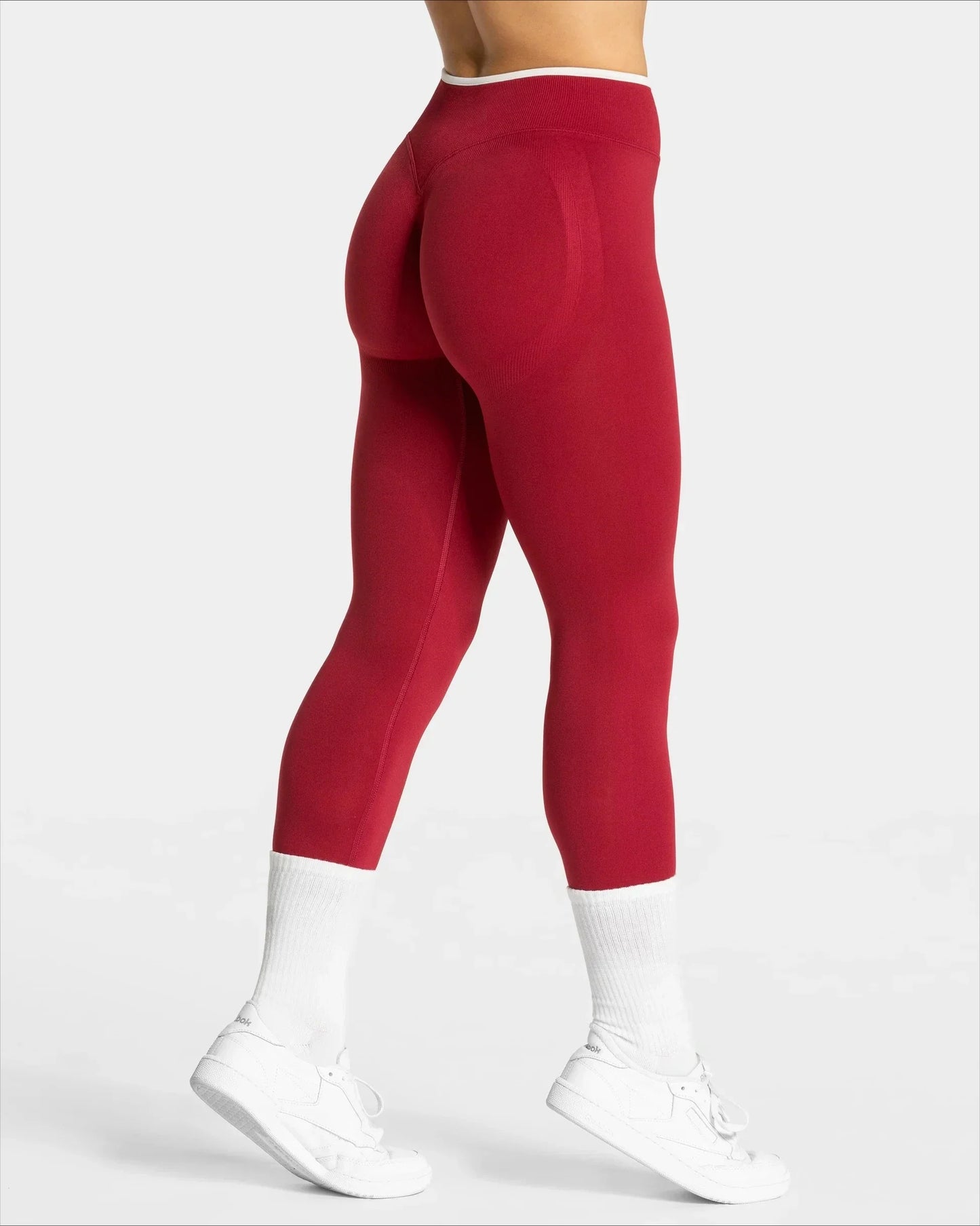 Women's Seamless Gym Solid Color Sports Pants White Edge Waist Tight High Waist
