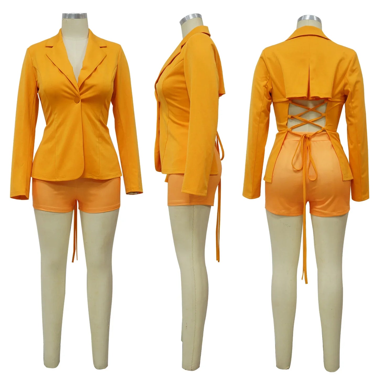 Women Suit Coat Single Button Lapel Deep V Neck Blazer Solid Color Formal Business