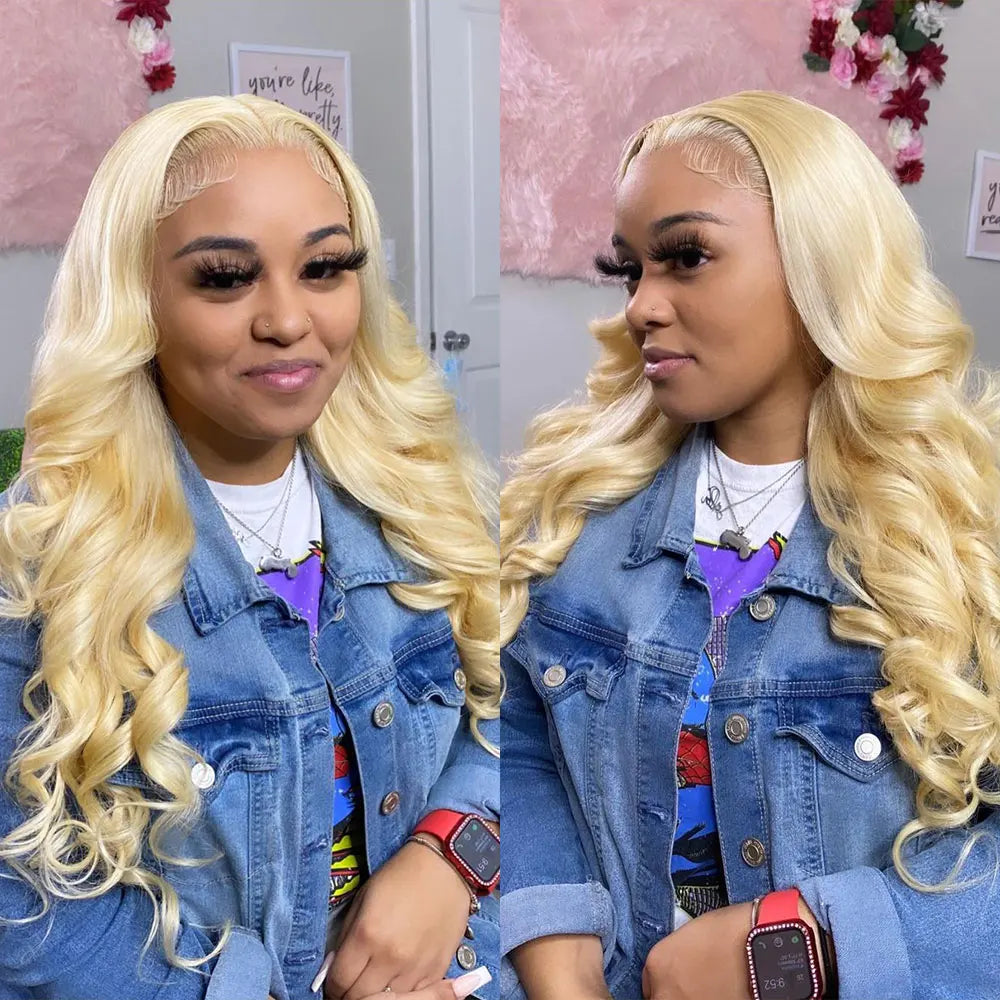 Blonde Body Wave Lace Front Wig HD Transparent 13x4 13x6 Frontal Human Hair 613 Pre Plucked Full Frontal Wigs 200% 40 46 Inch