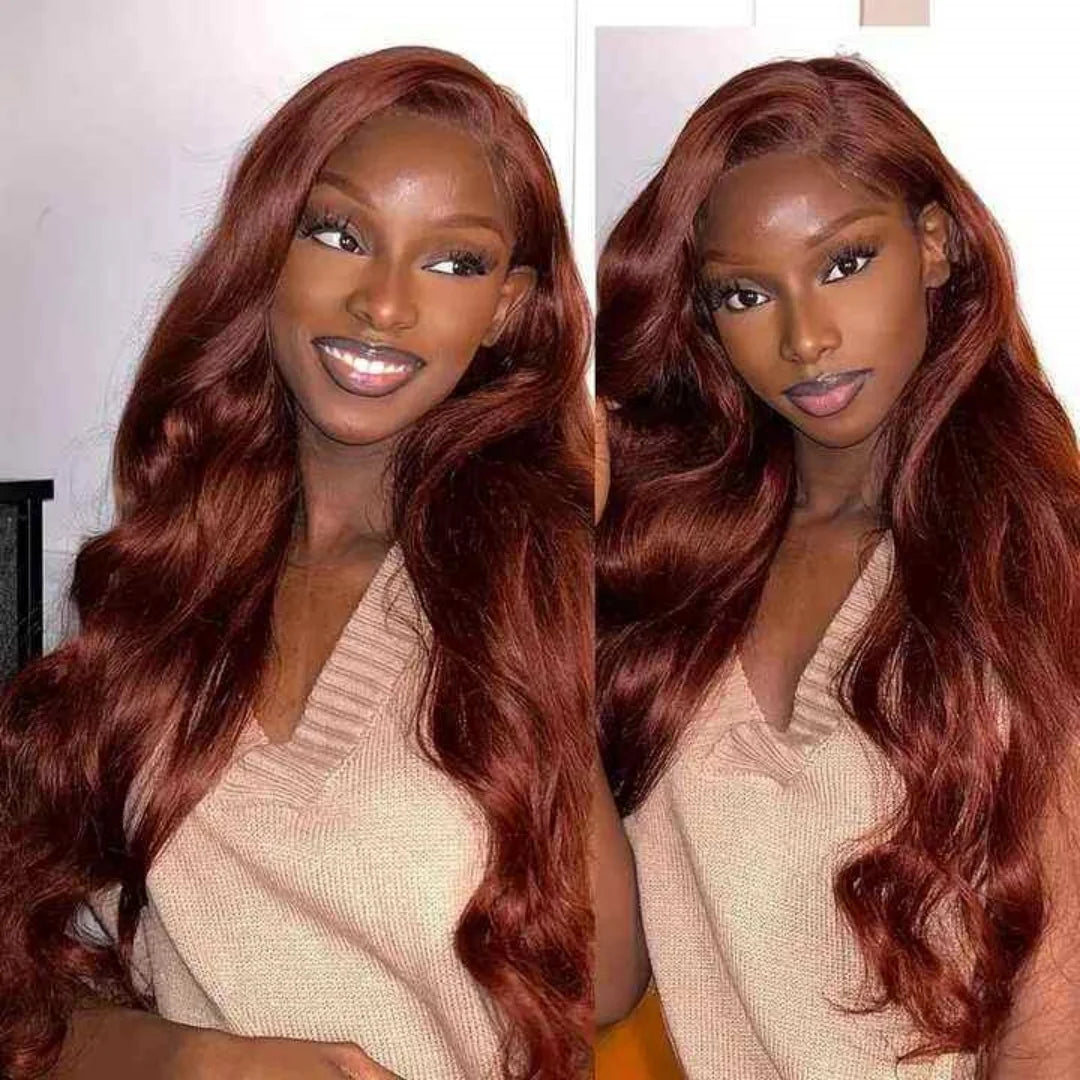 13x6 Reddish Brown Body Wave HD 13x4 Lace Frontal Human Hair Wig Colored Brazilian 100% Human Hair Wigs For Women Pre Plucked