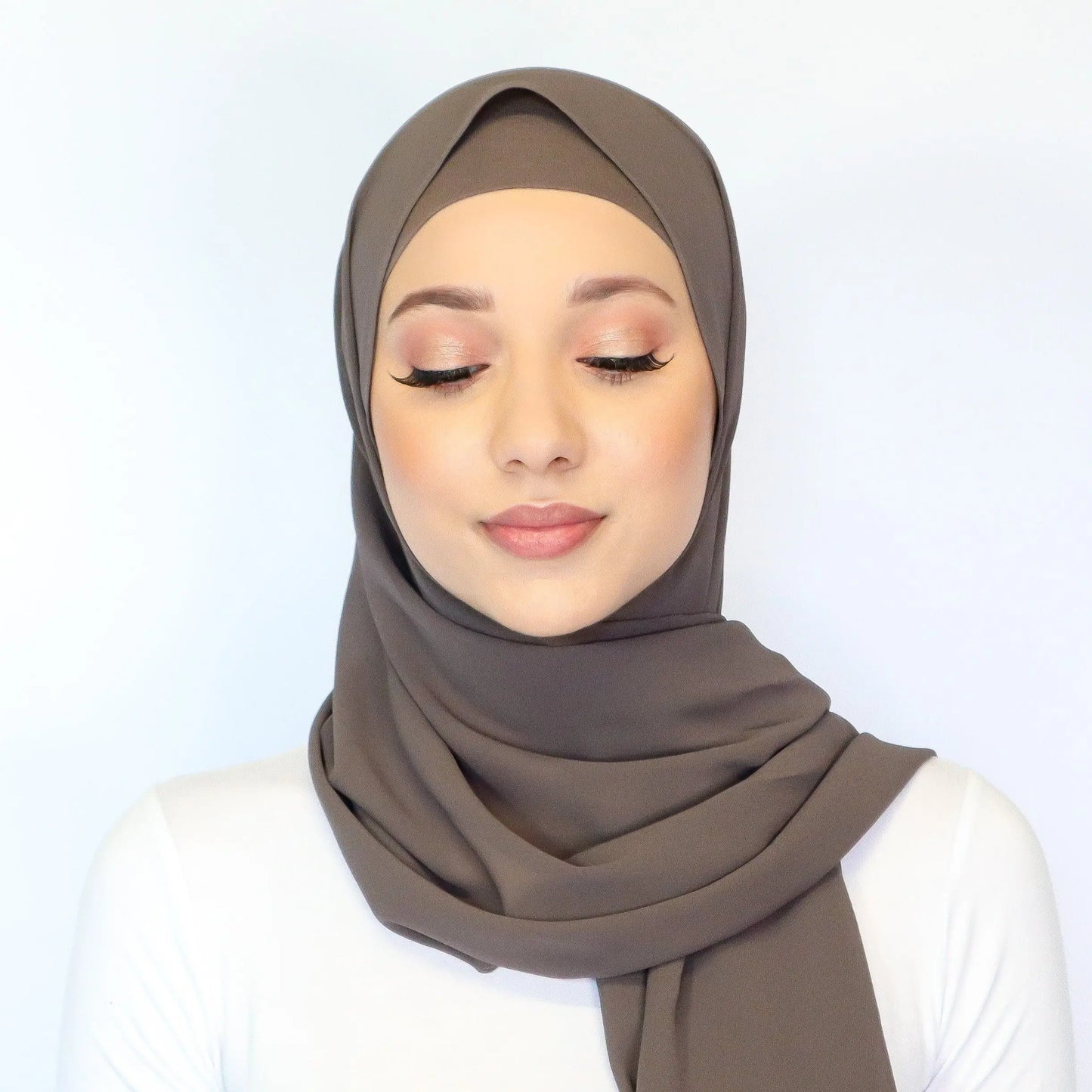 Fashion Pearl Chiffon Hijab Shawls of Muslim Women Solid Color Head Wraps Scarf