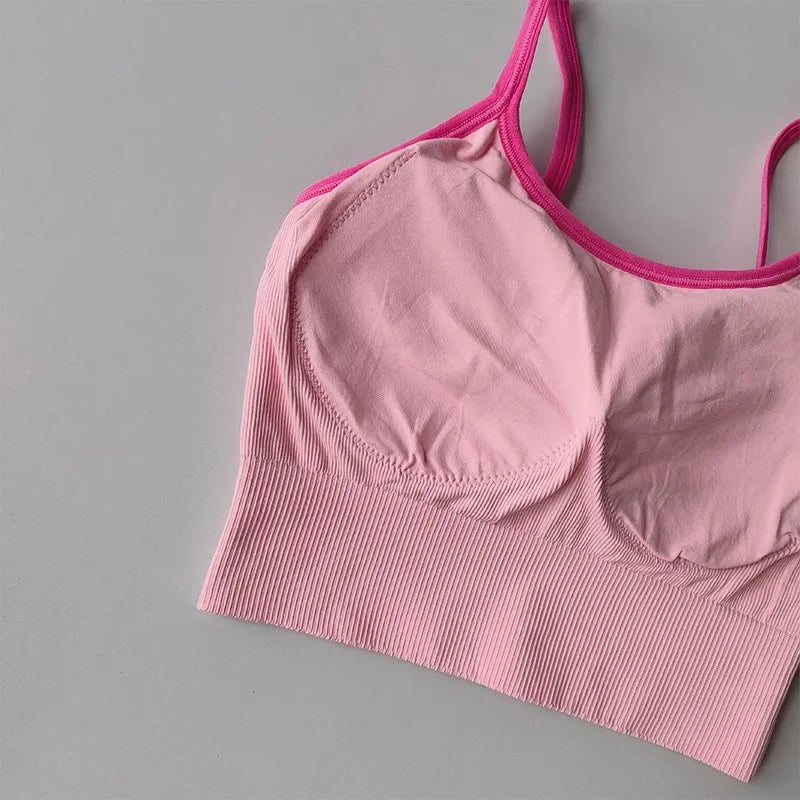 Women Breathable Sports Bra Fitness Tops Gym Crop Top Brassiere Push Up Camisole yoga