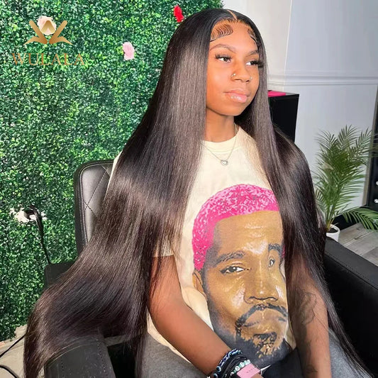 220 Density 40 Inch Bone Straight 13x4 13x6 360 Lace Front Wig Hd Transparent Lace Frontal Wig Human Hair Pre Plucked Lace Wigs