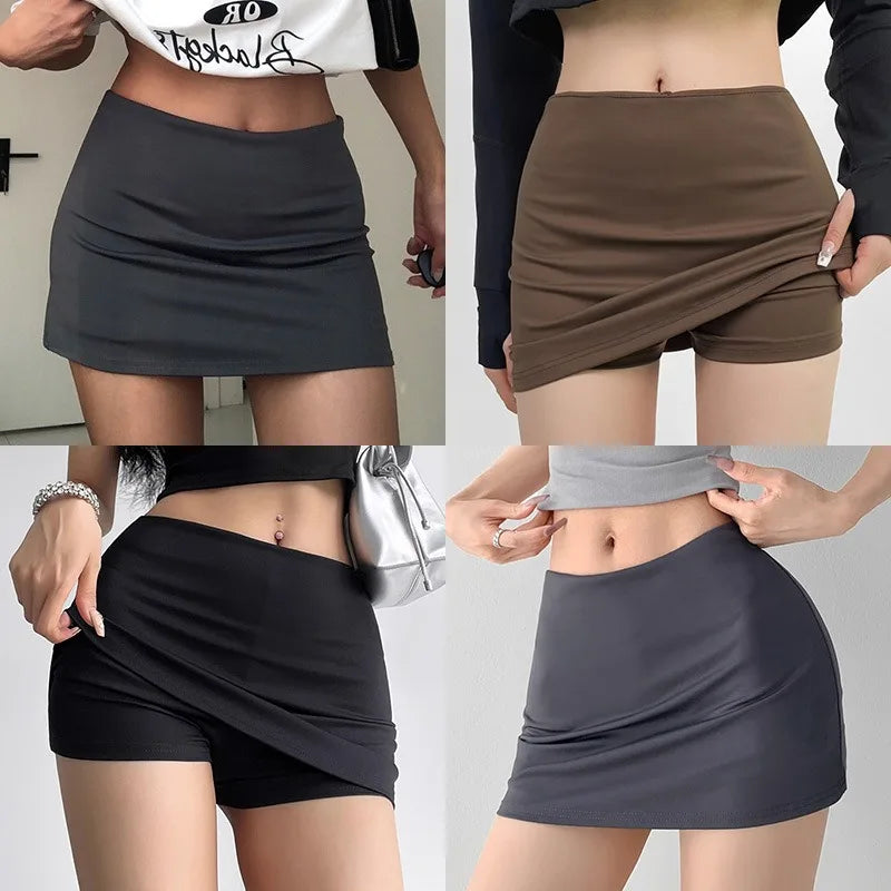 Women Fake Two-Piece Short Skirt Sexy Hip Lifting Yoga Short Skirt High