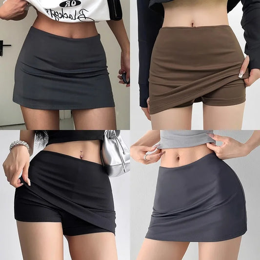 Women Fake Two-Piece Short Skirt Sexy Hip Lifting Yoga Short Skirt High