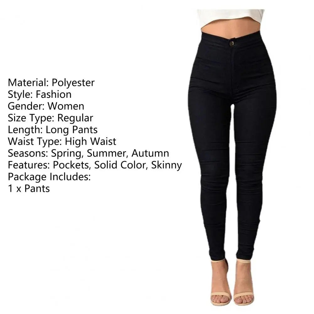 Pencil Pants Stretchy Button Zipper Access Control Lady Pants