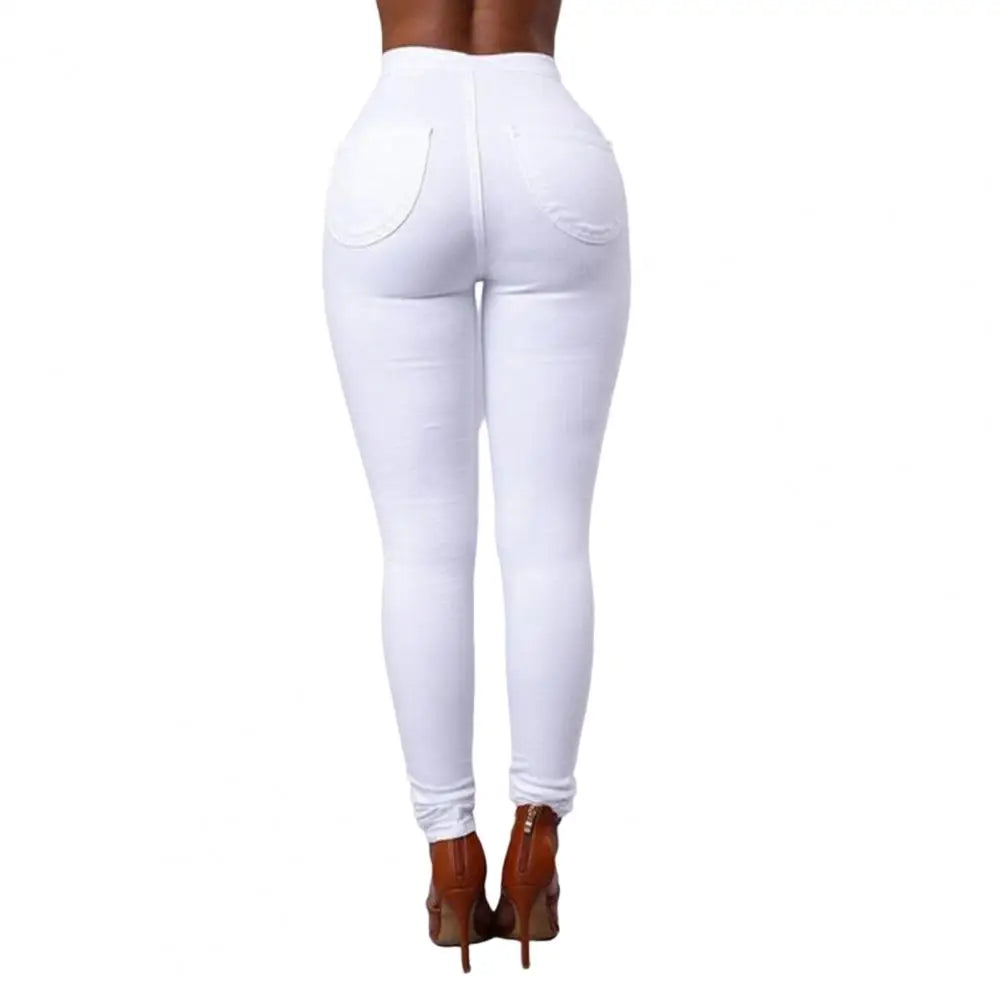 Pencil Pants Stretchy Button Zipper Access Control Lady Pants