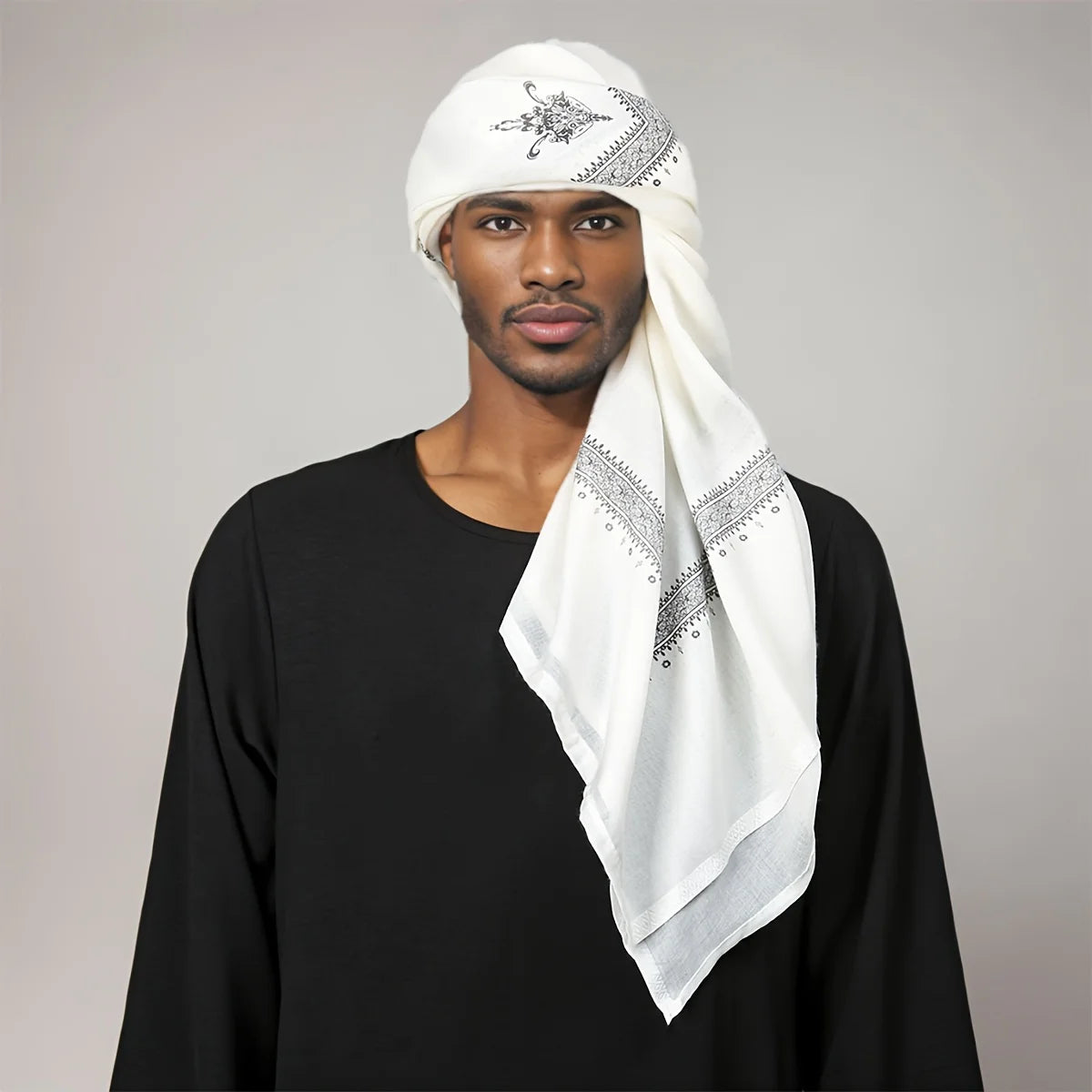 2025 Trendy Ethnic Prayer Scarf - Men's Fashion Polyester Stole for Ramadan and Religious Ceremonies - Lena & Miles Exquisite Boutique LLC.