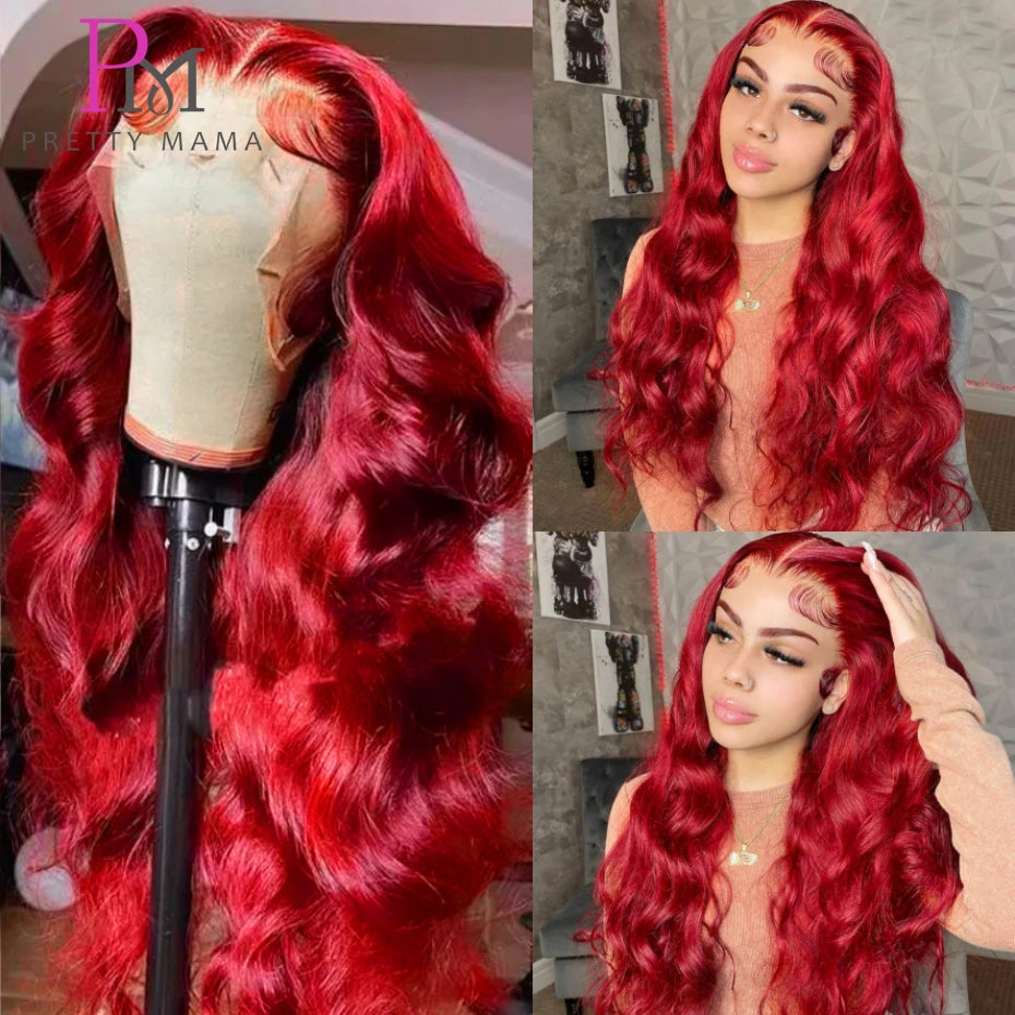 13x6 Red Wigs Lace Front Human Hair Wigs Brazilian Body Wave 613 Blonde Lace Frontal Wig 30 32 34 Inch Lace Front Wig Human Hair