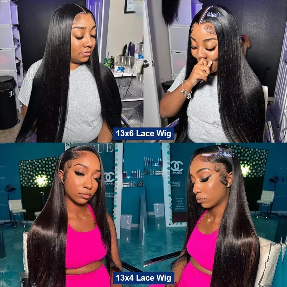 18 46 Inch 200 Density Frontal Wig For Black Women Brazilian Wigs Human Hair 5x5 Bone Straight HD Transparent Lace Front Wigs