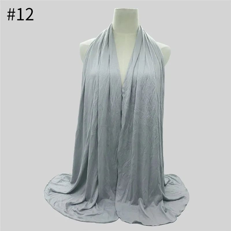 28Color Modal Cotton Jersey Hijab Scarf Ramadan Long Muslim Shawl Plain Solid Soft Turban Wraps For Women Headband