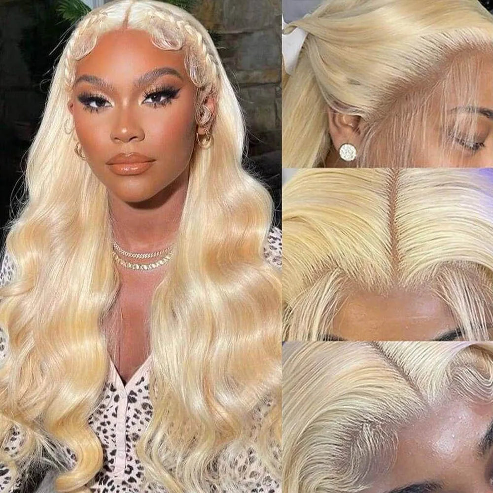 Blonde Body Wave Lace Front Wig HD Transparent 13x4 13x6 Frontal Human Hair 613 Pre Plucked Full Frontal Wigs 200% 40 46 Inch