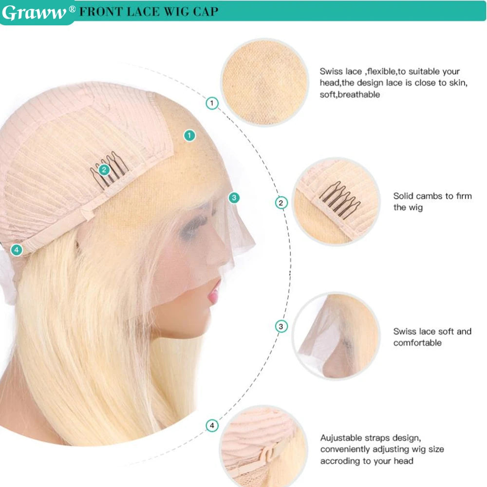 Blonde Body Wave Lace Front Wig HD Transparent 13x4 13x6 Frontal Human Hair 613 Pre Plucked Full Frontal Wigs 200% 40 46 Inch
