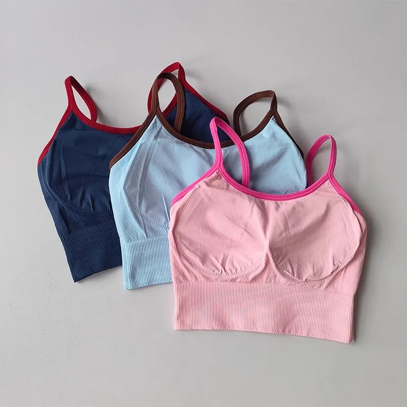 Women Breathable Sports Bra Fitness Tops Gym Crop Top Brassiere Push Up Camisole yoga
