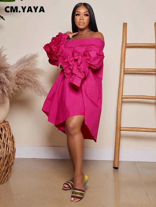 CM.YAYA Chic Women Cascading Ruffles Petal - Lena & Miles Exquisite Boutique LLC.