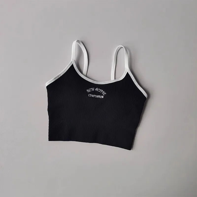 Women Breathable Sports Bra Fitness Tops Gym Crop Top Brassiere Push Up Camisole yoga