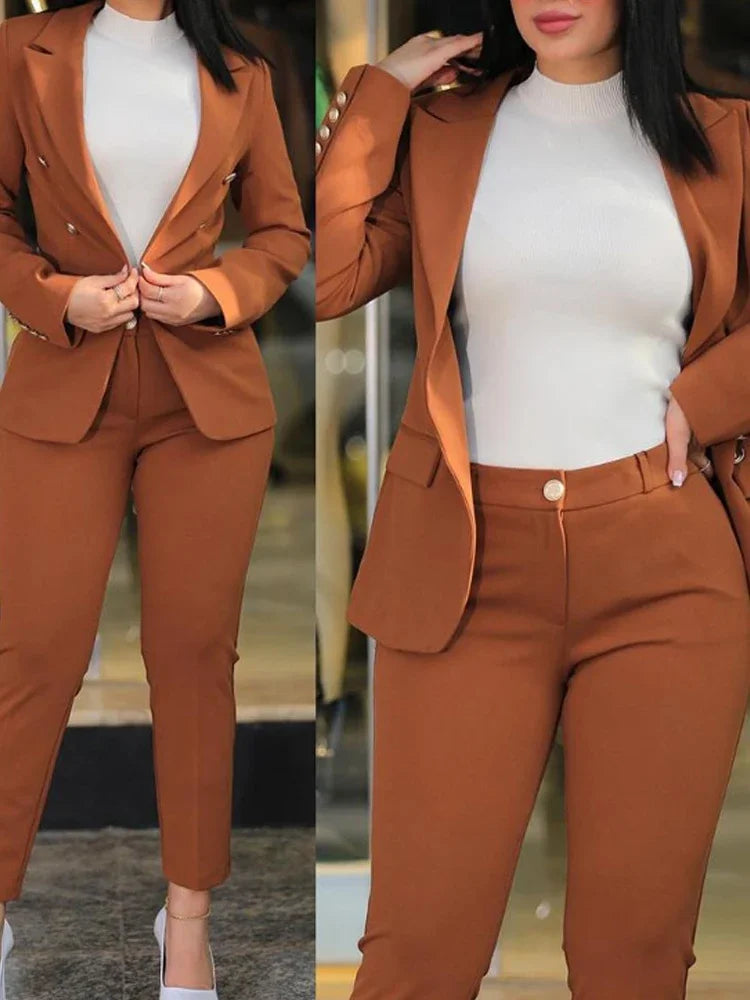 Blazer Sets Women 2 Piece Outfits Office Ladies Blazer And Trousers For Work Wear