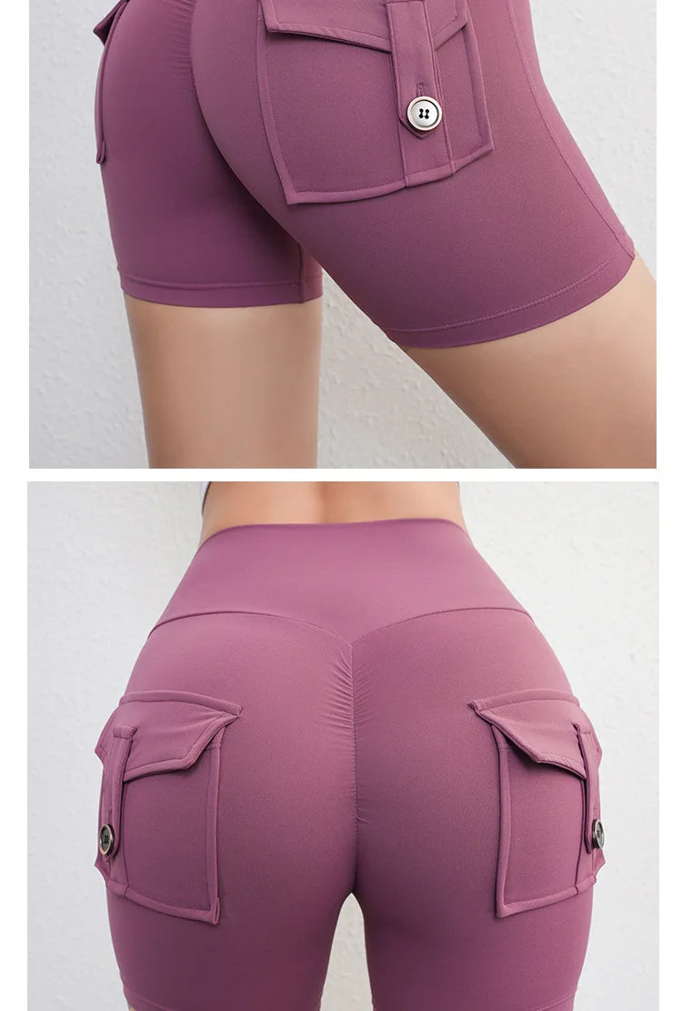 Yoga Fitness Shorts Women Workwear Style Leggings Stretchy High Waist Quick