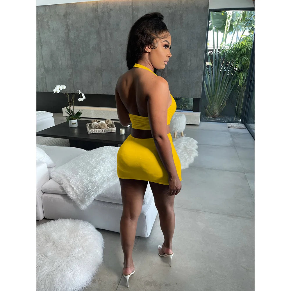 Silk solid color short skirt sexy sleeveless hollow out dress