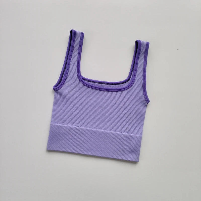 Yoga Vest Women Sports Vest Gym Crop Fitness Running Short Vest
