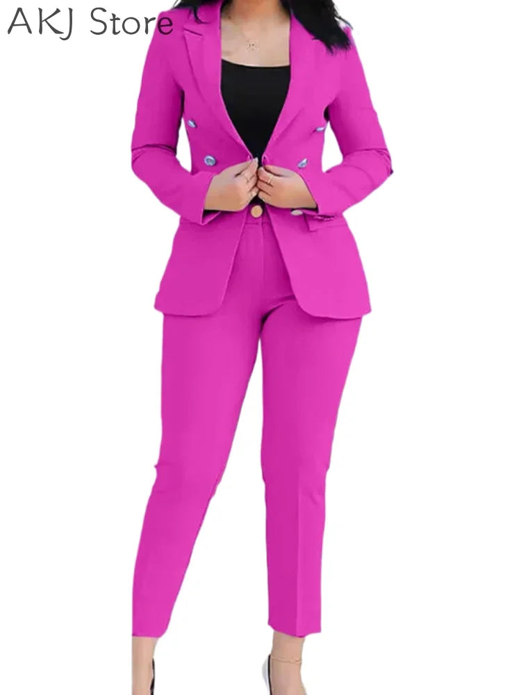 Blazer Sets Women 2 Piece Outfits Office Ladies Blazer And Trousers For Work Wear