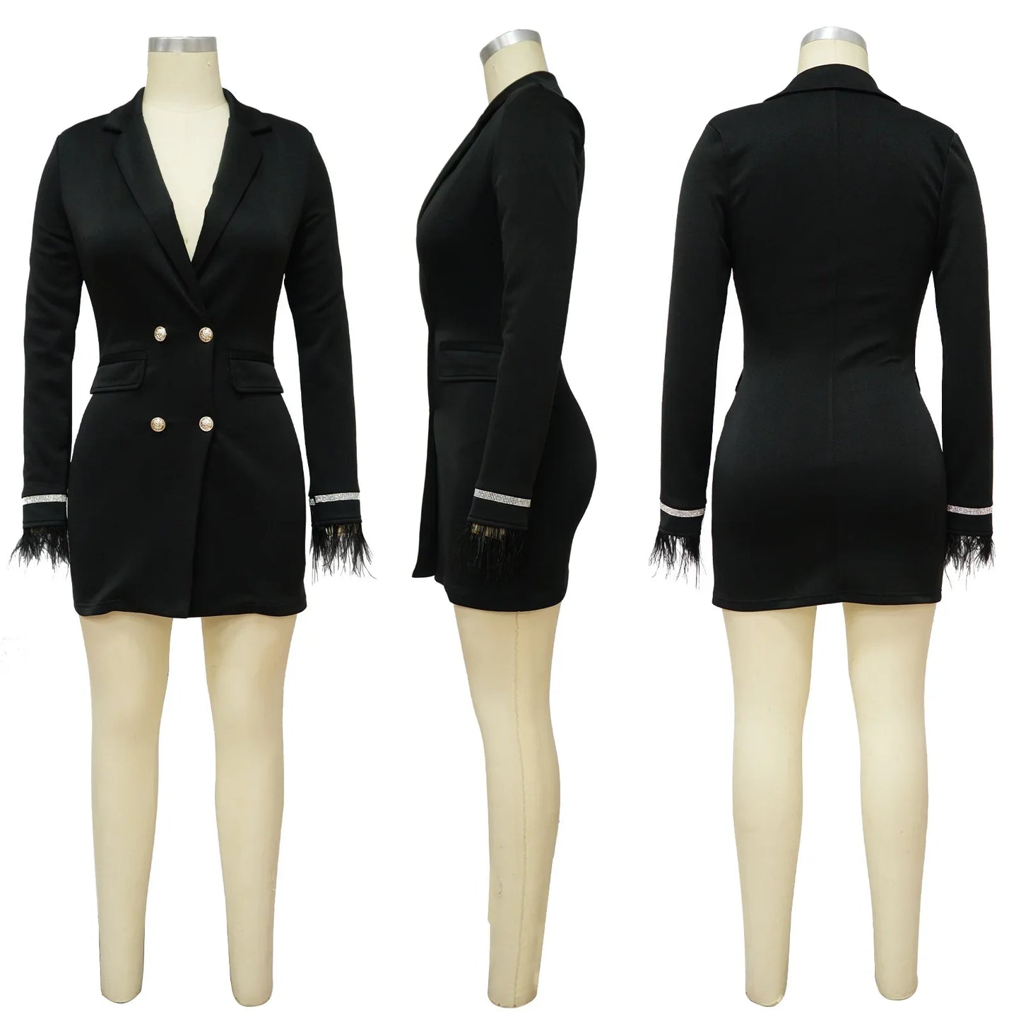 Women Blazer 2024 Spring Slim V Collar Long Sleeve Elegant Female Suit Double