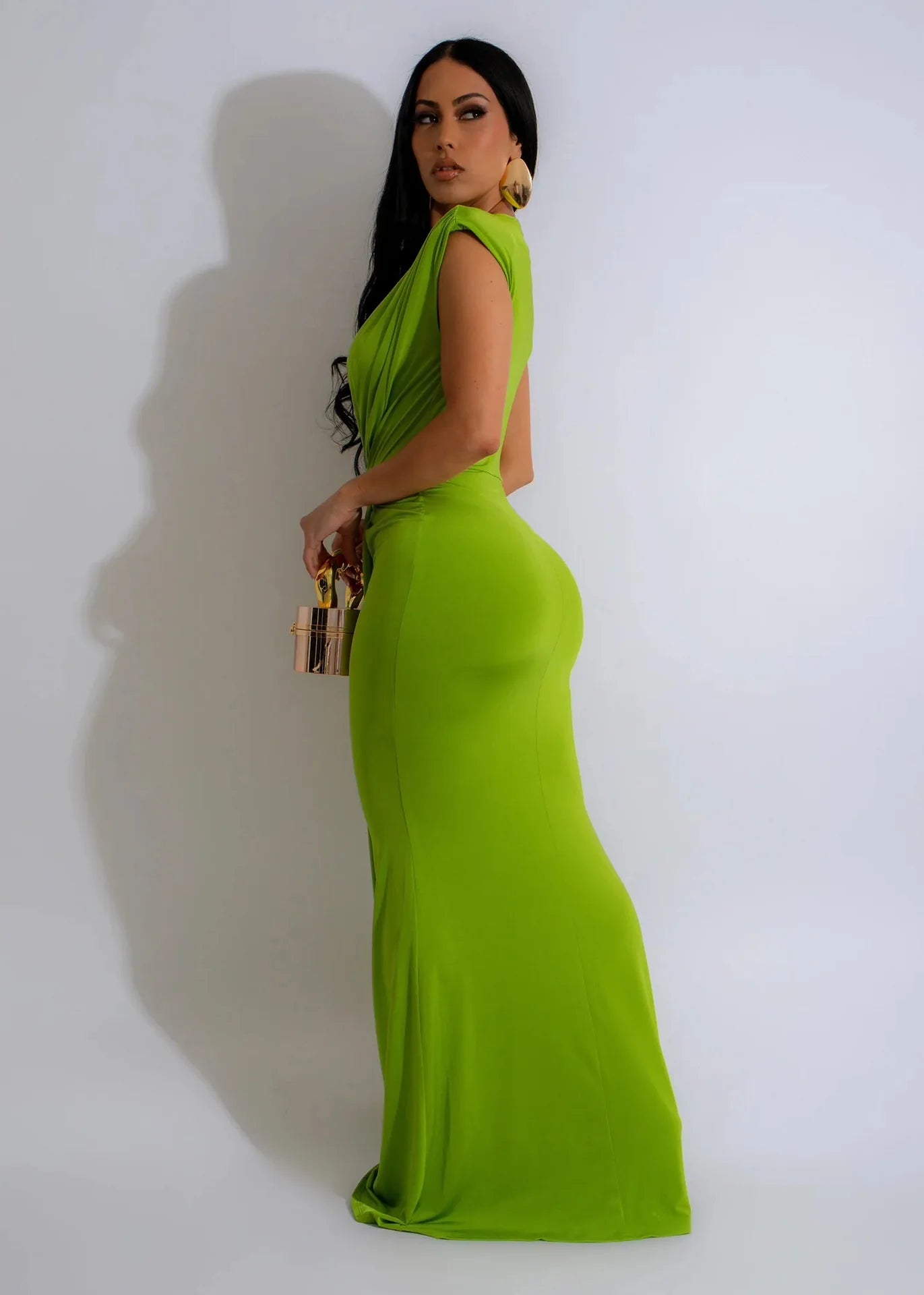 Dress Women Long Dresses Deep V Neck Sleeveless Solid Slim Fit Tight Waist Sexy Elegant