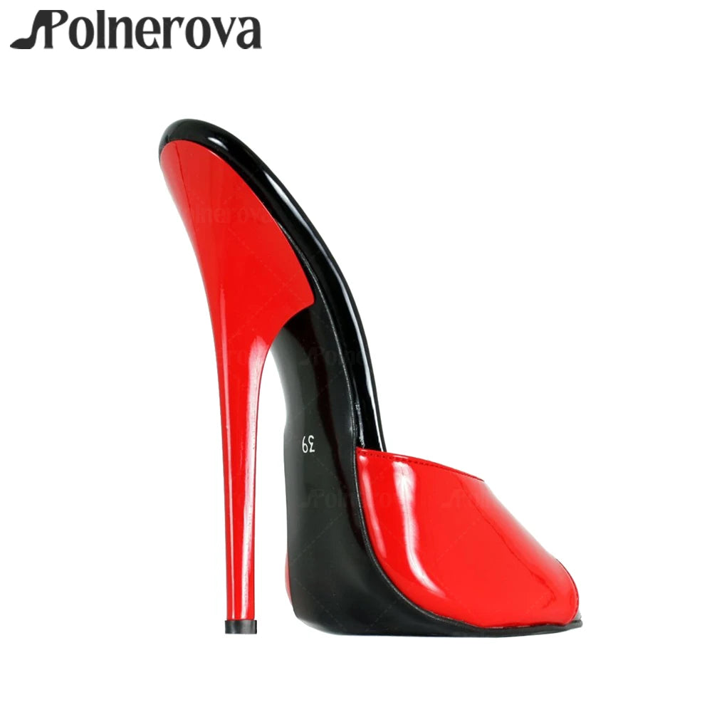 16cm Lacquered Empire High Heel Summer Stilettos for Women