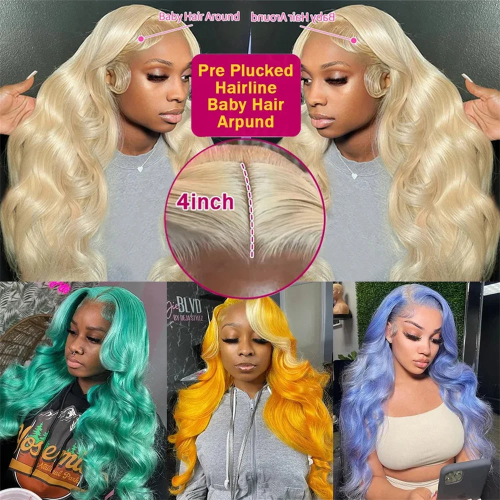 30 Inch Blonde Body Wave Lace Front Human Hair Wig 13x6 HD Lace Human Hair Wig 613 Pre Plucked 13x4 Lace Full Frontal Wigs 100%