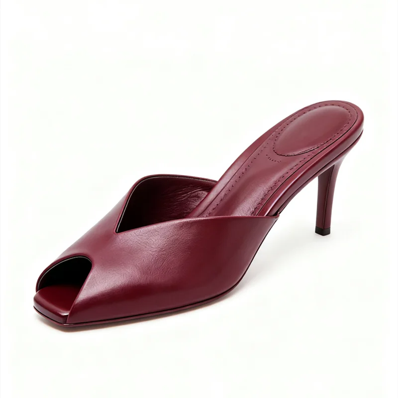 Brand High Heel Slippers Women High Quality Patent Leather