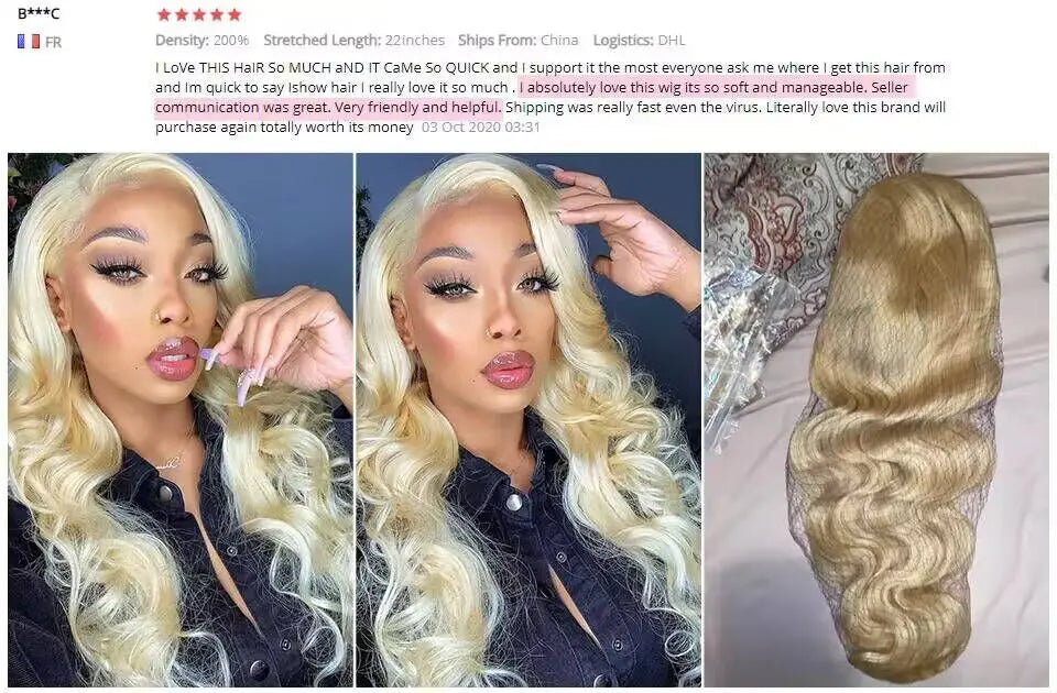 Blonde Body Wave Lace Front Wig HD Transparent 13x4 13x6 Frontal Human Hair 613 Pre Plucked Full Frontal Wigs 200% 40 46 Inch
