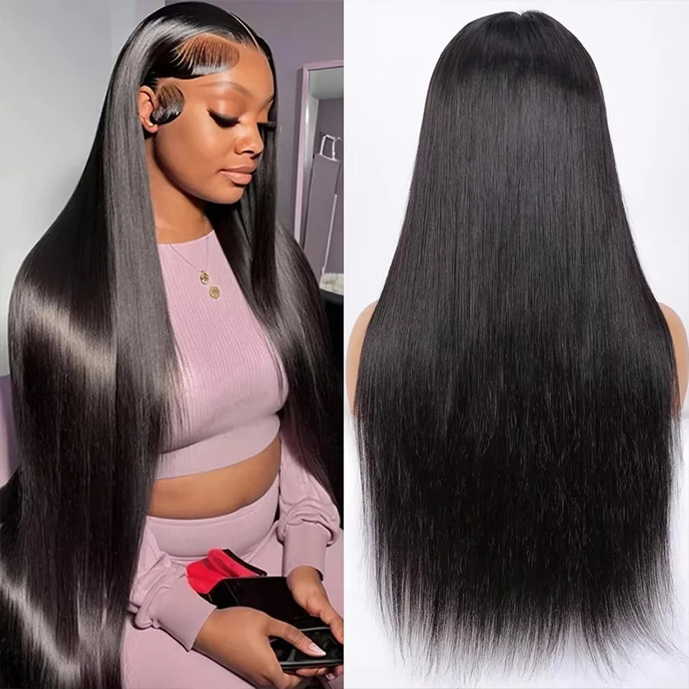 18 46 Inch 200 Density Frontal Wig For Black Women Brazilian Wigs Human Hair 5x5 Bone Straight HD Transparent Lace Front Wigs