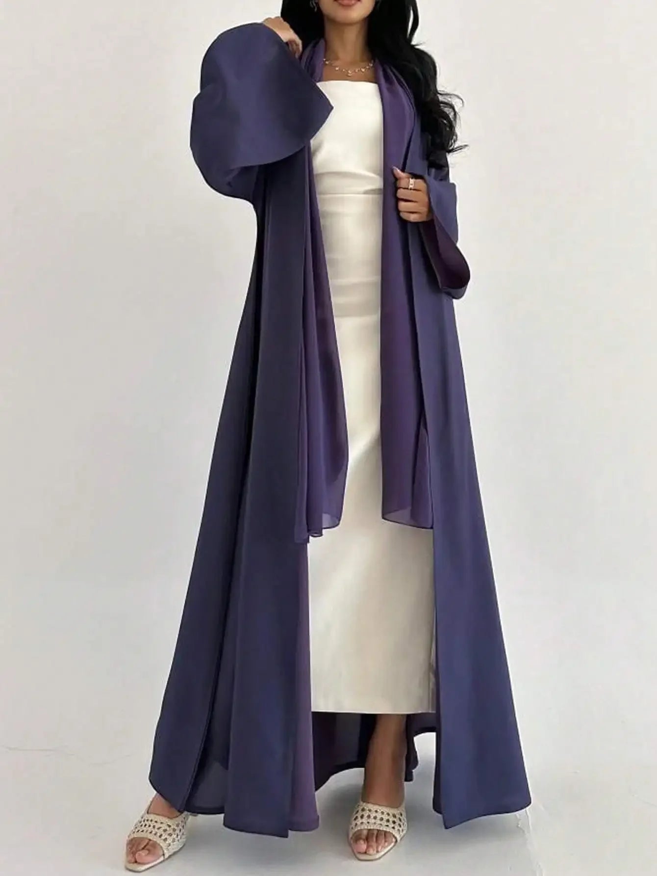 Middle-East Women Full Sleeve Loose Abaya Muslim Islamic Abayas Turkey Kaftans Jilbabs Islamic Maxi Dresses Worn on Both Sides