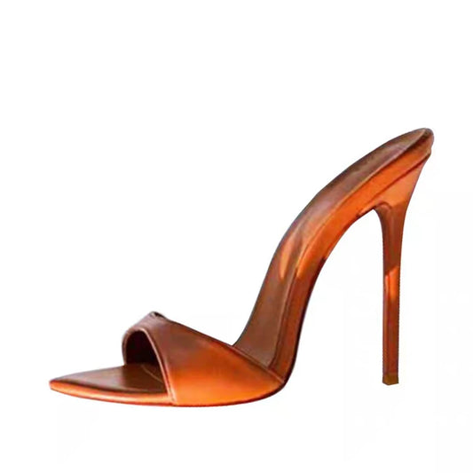 Women's slippers pointed toe 12cm high heels slip on outdoor