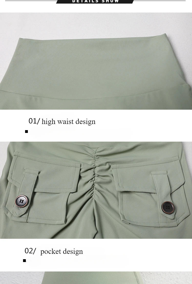 Yoga Fitness Shorts Women Workwear Style Leggings Stretchy High Waist Quick