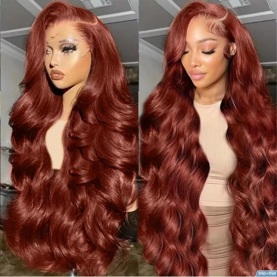 13x6 Reddish Brown Body Wave HD 13x4 Lace Frontal Human Hair Wig Colored Brazilian 100% Human Hair Wigs For Women Pre Plucked