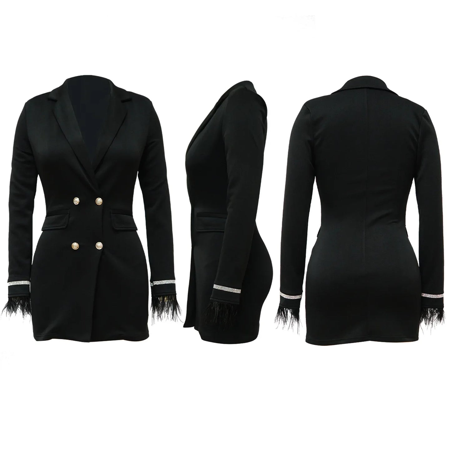 Women Blazer 2024 Spring Slim V Collar Long Sleeve Elegant Female Suit Double