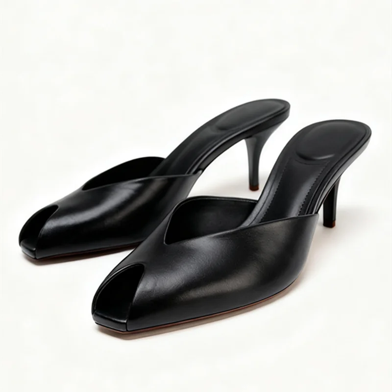 Brand High Heel Slippers Women High Quality Patent Leather