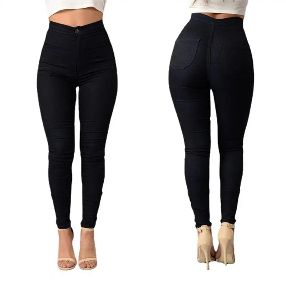 Pencil Pants Stretchy Button Zipper Access Control Lady Pants