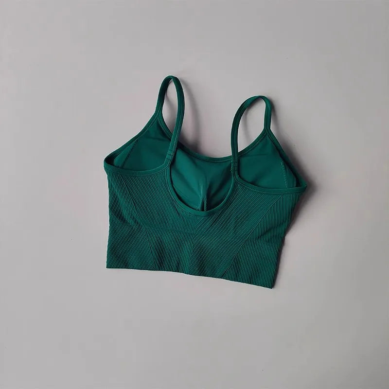 Women Breathable Sports Bra Fitness Tops Gym Crop Top Brassiere Push Up Camisole yoga